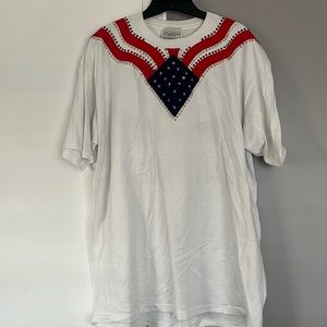 White Bedazzled American flag shirt